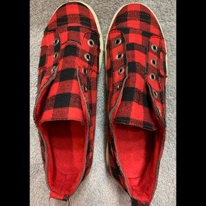 Red plaid shoes-never worn